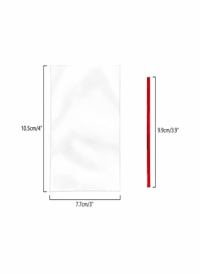 XLSFPY 100PCS Clear Cellophane Treat Bags with 100PCS Twist Ties, 3x4 OPP Rice Crispy Bags for Gift Goodie Favor Candy Cake Pop Birthday Party Cookies Christmas New Year Wedding Party (3'' x 4'') - Image 5